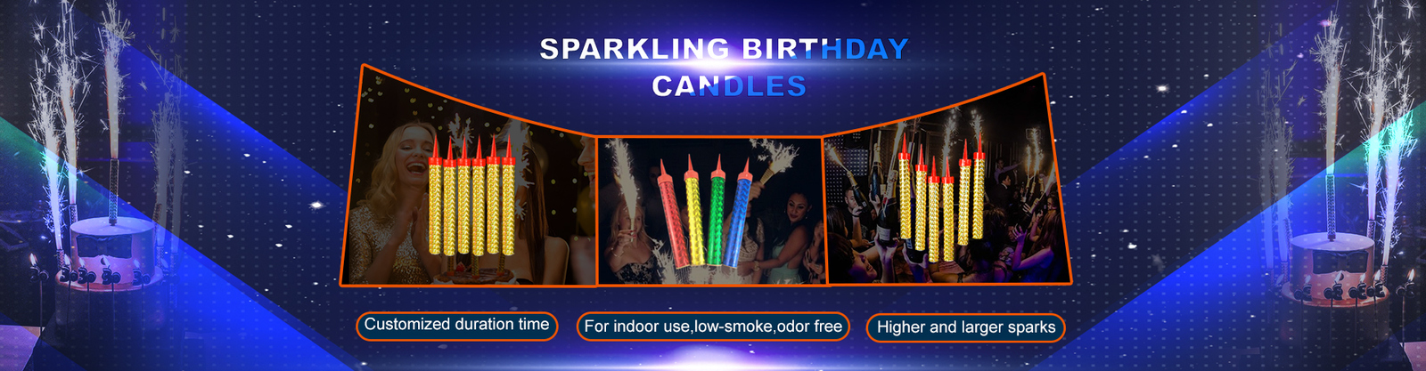 Smokeless Stage Ice Fountain Sparklers / 0.029 CBM Birthday Candles Fireworks