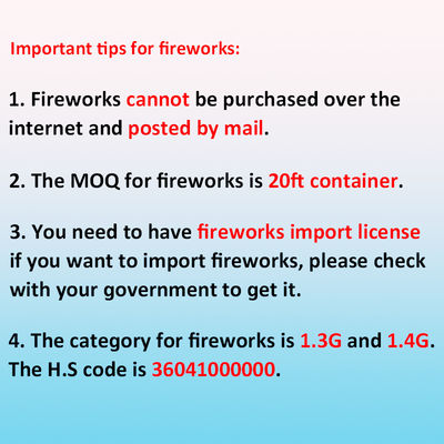 Chinese Factory 1.4g Custom Fireworks Liuyang 1.2'' Inch Cute Chrysanthemum New Consumer Cake Fireworks Wedding Pyrotechnics