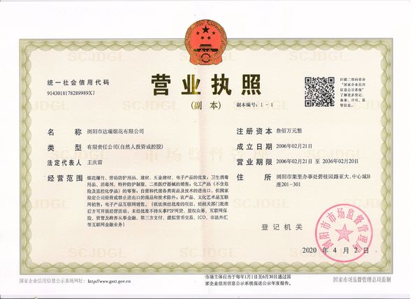 چین Liuyang Mandarin Fireworks Co., Ltd. گواهینامه ها